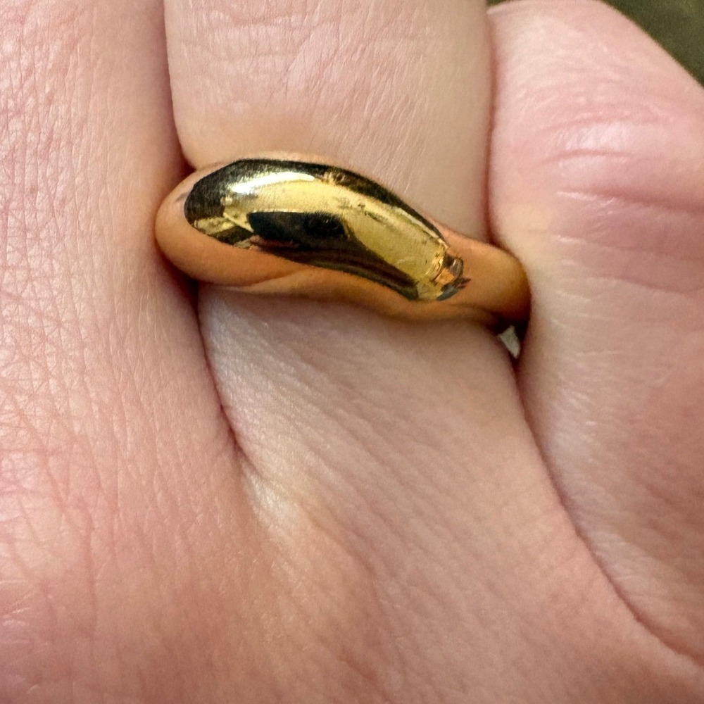 Gold Plated Sculptural Dome Ring Sz 6 Asymmetrical Organic Minimalist Statement